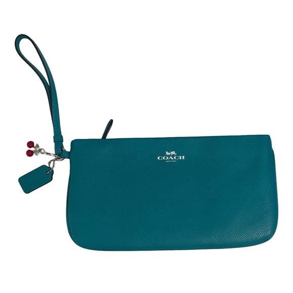 Coach Handbags - Coach Teal Wallet With Cherry Charm